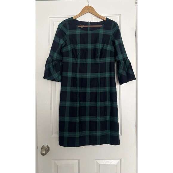 Talbots Dresses & Skirts - Talbots Black Watch Plaid Shift Dress Size 6P Wool Blend